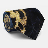 青い大理石のパターン(金ゴールド) ネクタイ (ロール)