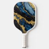 青い大理石のパターン(金ゴールド) ピックルボールラケット (裏面)