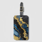 青い大理石のパターン(金ゴールド) ラゲッジタグ (正面縦)