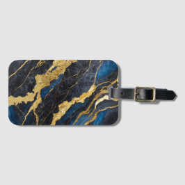 青い大理石のパターン(金ゴールド) ラゲッジタグ