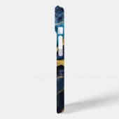 青い大理石のパターン(金ゴールド) Case-Mate iPhoneケース (裏面 / 左)