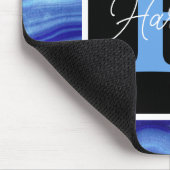 青い大理石のパーソナライズされたモノグラム名 マウスパッド (コーナー)