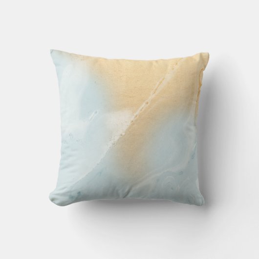 青い大理石のフェイクな金ゴールドの枕投球 クッション (正面)