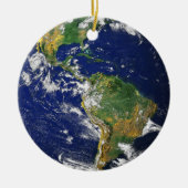 青い大理石の円形浮彫りのネックレスの記念品 セラミックオーナメント (正面)