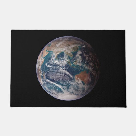 青い大理石の地球(東半球) ドアマット (正面)