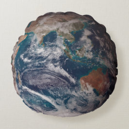 青い大理石の地球（東半球） ラウンドクッション