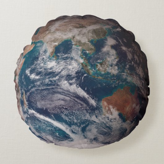 青い大理石の地球(東半球) ラウンドクッション (正面)