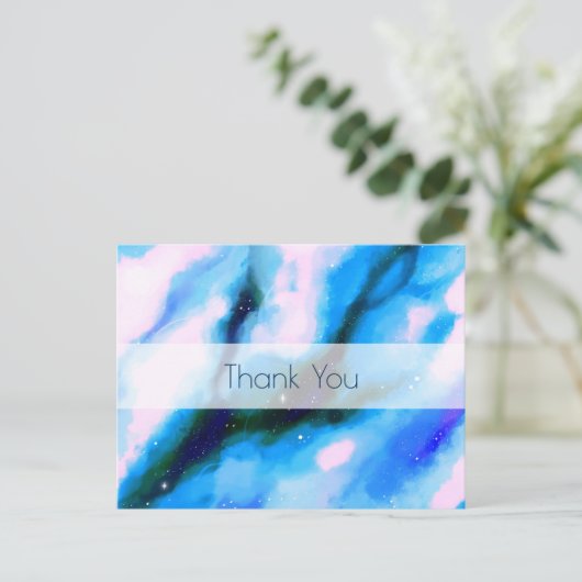 青い大理石の外側スペース抽象芸術の背感謝してい景 ポストカード (スタンド正面)