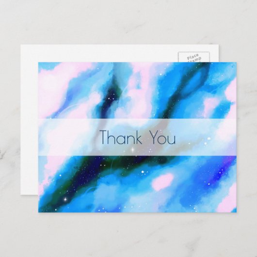 青い大理石の外側スペース抽象芸術の背感謝してい景 ポストカード (正面/裏面)