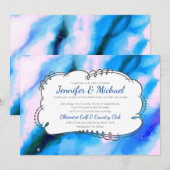 青い大理石の宇宙抽象結婚式招待状 招待状 (正面/裏面)