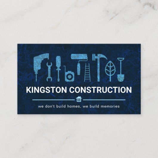 青い大理石の手作りツール 名刺 (正面)