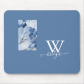 青い大理石の抽象的な海岸パターン マウスパッド (正面)