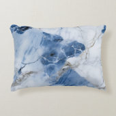 青い大理石の抽象芸術沿岸パターン アクセントクッション (正面)