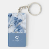 青い大理石の抽象芸術沿岸パターン キーホルダー (裏面)