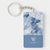 青い大理石の抽象芸術沿岸パターン キーホルダー (正面)