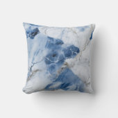 青い大理石の抽象芸術沿岸パターン クッション (正面)