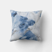 青い大理石の抽象芸術沿岸パターン クッション (裏面)