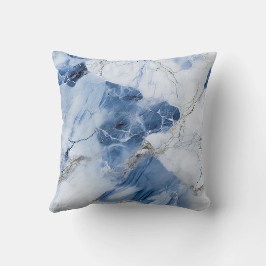 青い大理石の抽象芸術沿岸パターン クッション (裏面)