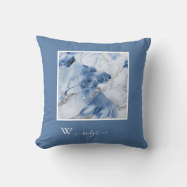 青い大理石の抽象芸術沿岸パターン クッション