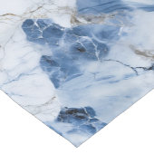 青い大理石の抽象芸術沿岸パターン ショートテーブルランナー (コーナー)