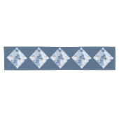 青い大理石の抽象芸術沿岸パターン ショートテーブルランナー (横)