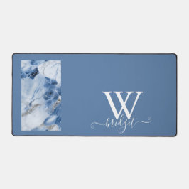 青い大理石の抽象芸術沿岸パターン デスクマット