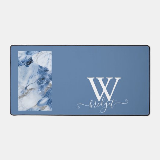 青い大理石の抽象芸術沿岸パターン デスクマット (正面)