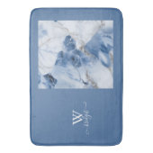 青い大理石の抽象芸術沿岸パターン バスマット (正面縦)