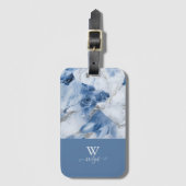 青い大理石の抽象芸術沿岸パターン ラゲッジタグ (正面縦)