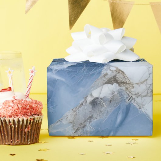 青い大理石の抽象芸術沿岸パターン ラッピングペーパー (誕生日パーティー)