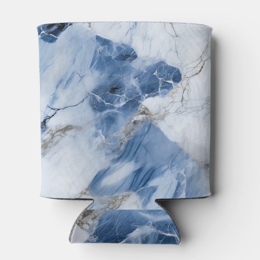 青い大理石の抽象芸術沿岸パターン 缶クーラー (裏面)
