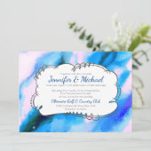 青い大理石の模様の宇宙抽象結婚式招待状 招待状 (スタンド正面)