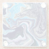 青い大理石の流体アート ガラスコースター (裏面)