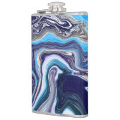 青い大理石の流体アート フラスク (左)