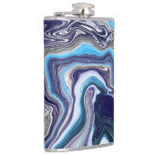 青い大理石の流体アート フラスク (右)