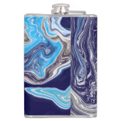 青い大理石の流体アート フラスク (裏面)