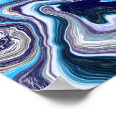 青い大理石の流体アート ポスター (角)