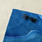 青い大理石の瑪瑙の抽象化 ビーチタオル (インサイチュ)