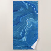 青い大理石の瑪瑙の抽象化 ビーチタオル (正面)