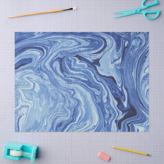 青い大理石の瑪瑙の渦巻の石のギフト用包装紙のティッシュ 薄葉紙 (クラフト)