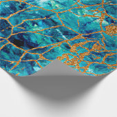 青い大理石の美しい高級感と金ゴールド。 ラッピングペーパー (角)