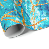 青い大理石の美しい高級感と金ゴールド。 ラッピングペーパー (ロールコーナー)