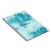 青い大理石の美しくアートなパターン質の本 ノートブック (右側)