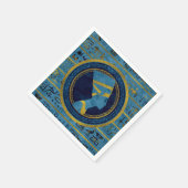 青い大理石の黄金のNefertiti スタンダードカクテルナプキン (角)