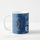 青い大理石のHorusの銀製のエジプトの目 コーヒーマグカップ (左)