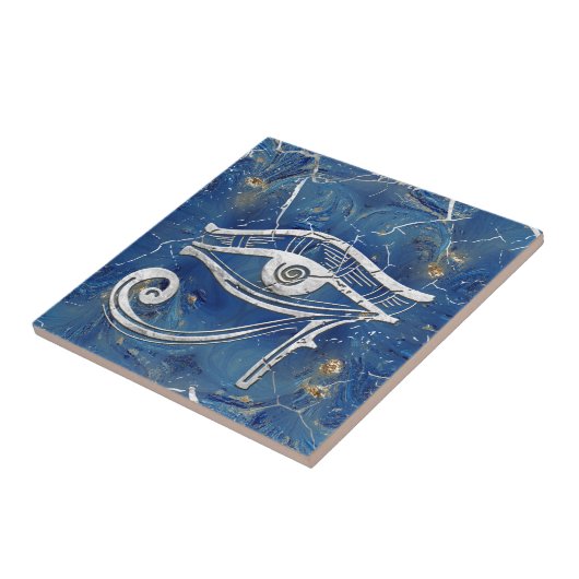 青い大理石のHorusの銀製のエジプトの目 タイル (側面)