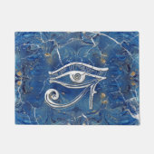 青い大理石のHorusの銀製のエジプトの目 ドアマット (正面)