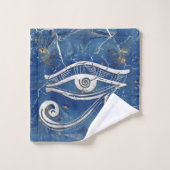 青い大理石のHorusの銀製のエジプトの目 バスタオルセット (ウォッシュタオル)