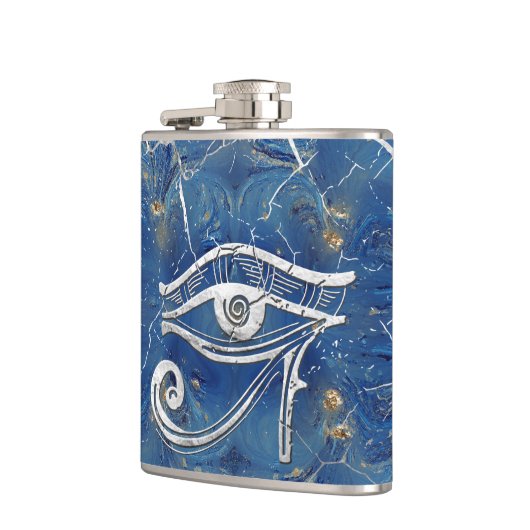 青い大理石のHorusの銀製のエジプトの目 フラスク (左)