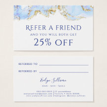 青い大理石インクの紹介カード